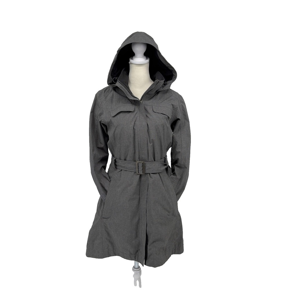 REI Trench Elements E1 Rain Jacket Trench Length. Size S Grey Removable Hood